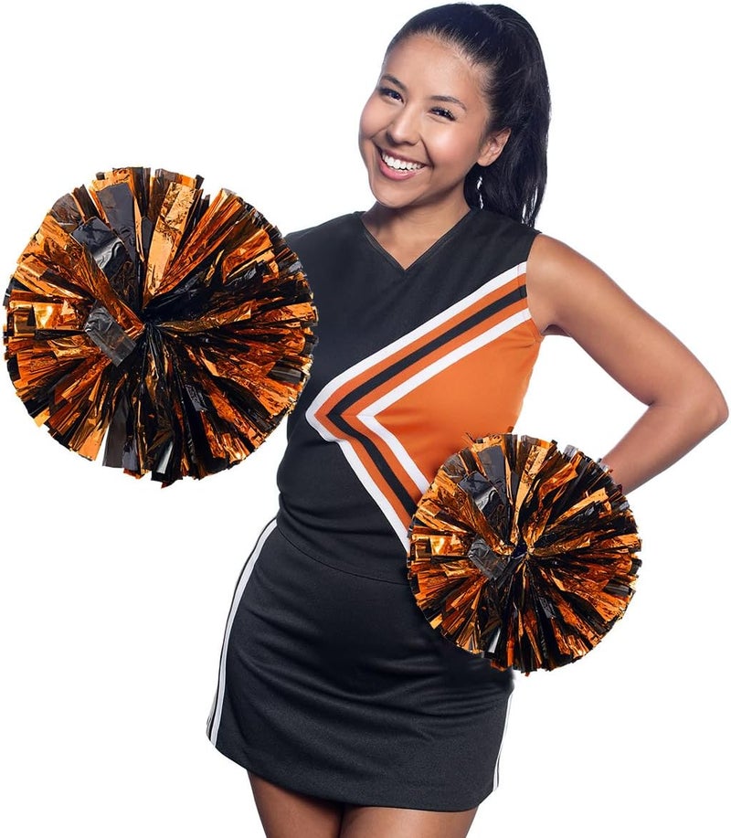 Anderson's Premium Orange & Black Metallic Foil Baton Pom Poms, 14" Cheer Shakers for Homecoming, Football, Parades, Weddings, Spirit Rallies, Fundraisers, Graduation, Holiday Events & More, Set of 2 - Image 4